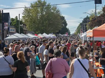 Crowds of people at Applefest.
